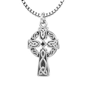 Ladies 925 Sterling Silver 25mm Irish Celtic Knot Cross Pendant Necklace - US Jewels