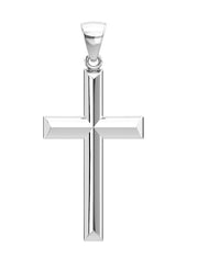 Ladies 925 Sterling Silver 28mm Solid High Polished Cross Pendant Necklace - US Jewels