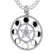 Ladies 925 Sterling Silver 8 Moon Phase Pendant, 25mm - US Jewels