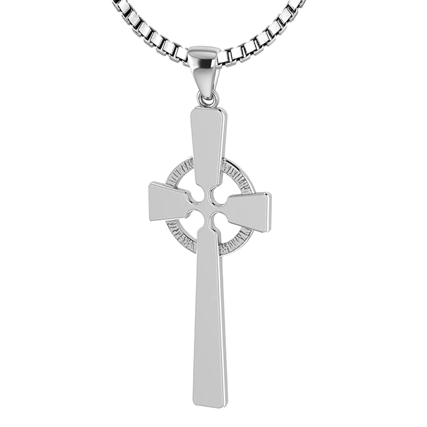 Ladies 925 Sterling Silver Celtic Cross Pendant, 43mm - US Jewels