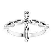 Ladies 925 Sterling Silver Cross Religious Band Ring - US Jewels
