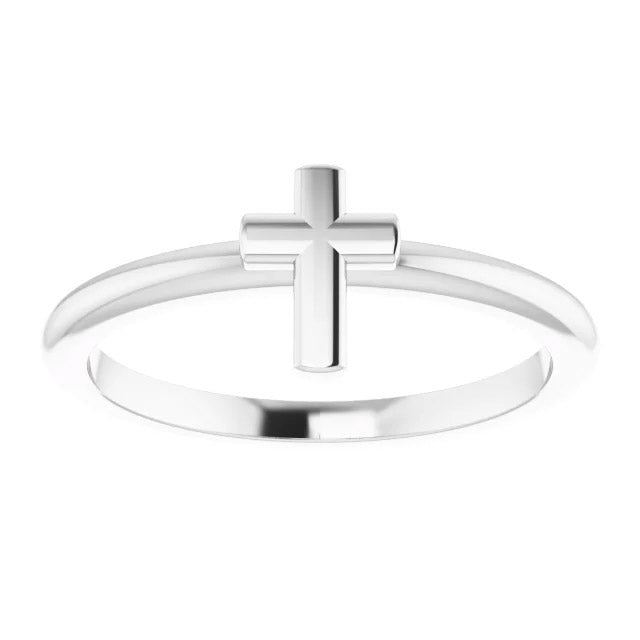 Ladies 925 Sterling Silver Cross Religious Christian Band Ring - US Jewels