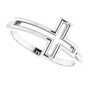 Ladies 925 Sterling Silver Cross Religious Christian Band Ring - US Jewels