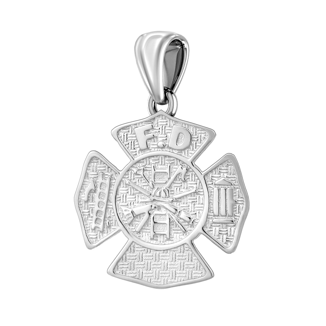 Ladies 925 Sterling Silver Customizable Firefighter Pendant Necklace, 26mm - US Jewels
