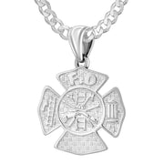 Ladies 925 Sterling Silver Customizable Firefighter Pendant Necklace, 26mm - US Jewels