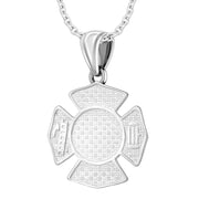 Ladies 925 Sterling Silver Customizable Firefighter Pendant Necklace, 26mm - US Jewels