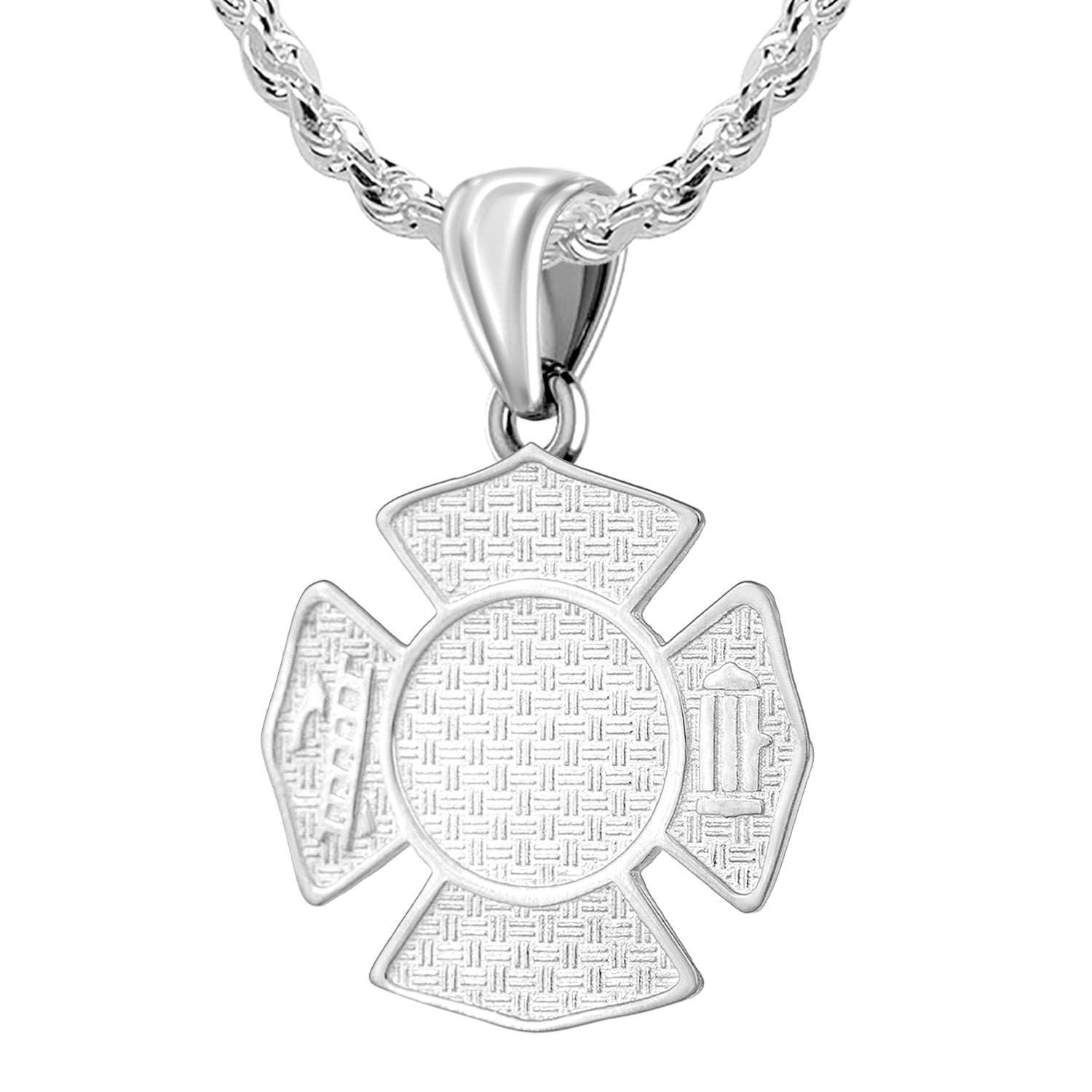 Firefighter Maltese Cross Medallion Charm Sterling Silver, Made in the USA Firefighter Maltese Cross Medallion Charm Sterling Silver, Made in the USA