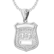 Ladies 925 Sterling Silver Customizable Police Badge Pendant Necklace, 22mm - US Jewels