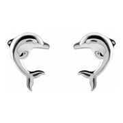 Ladies 925 Sterling Silver Dolphin Stud Earrings, 9.1x6.4mm - US Jewels
