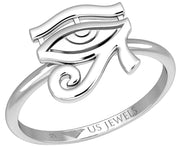 Ladies 925 Sterling Silver Eye of Horus Egyptian Ring - US Jewels