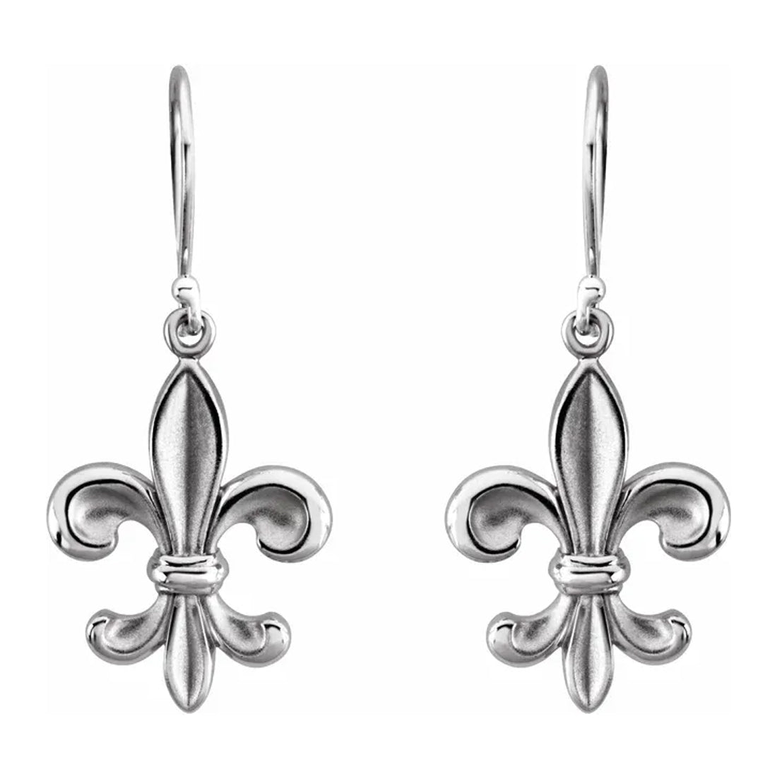 Ladies 925 Sterling Silver Fleur-de-lis Dangle Earring - US Jewels