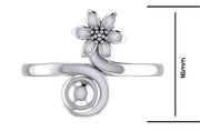 Ladies 925 Sterling Silver Floral Rain Lily Flower Ring - US Jewels