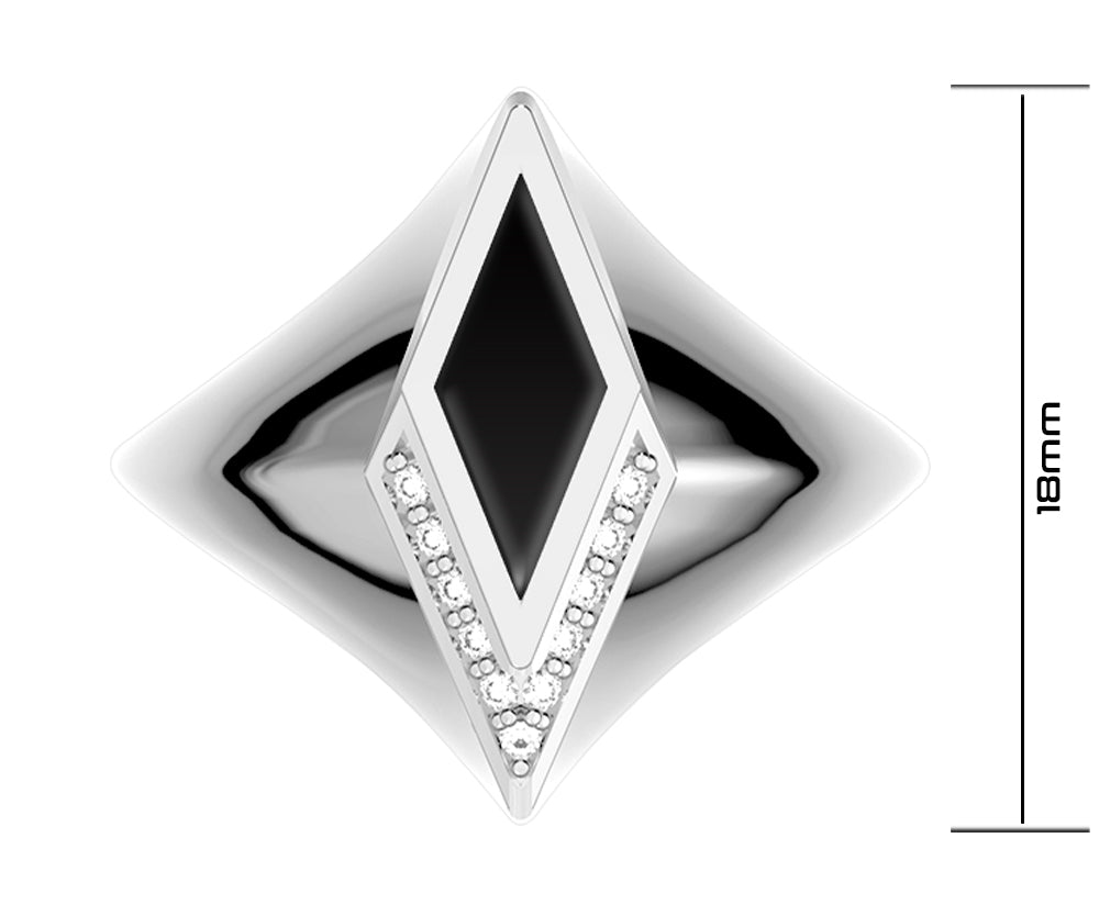 Ladies 925 Sterling Silver Genuine Diamond Black Onyx Ring - US Jewels