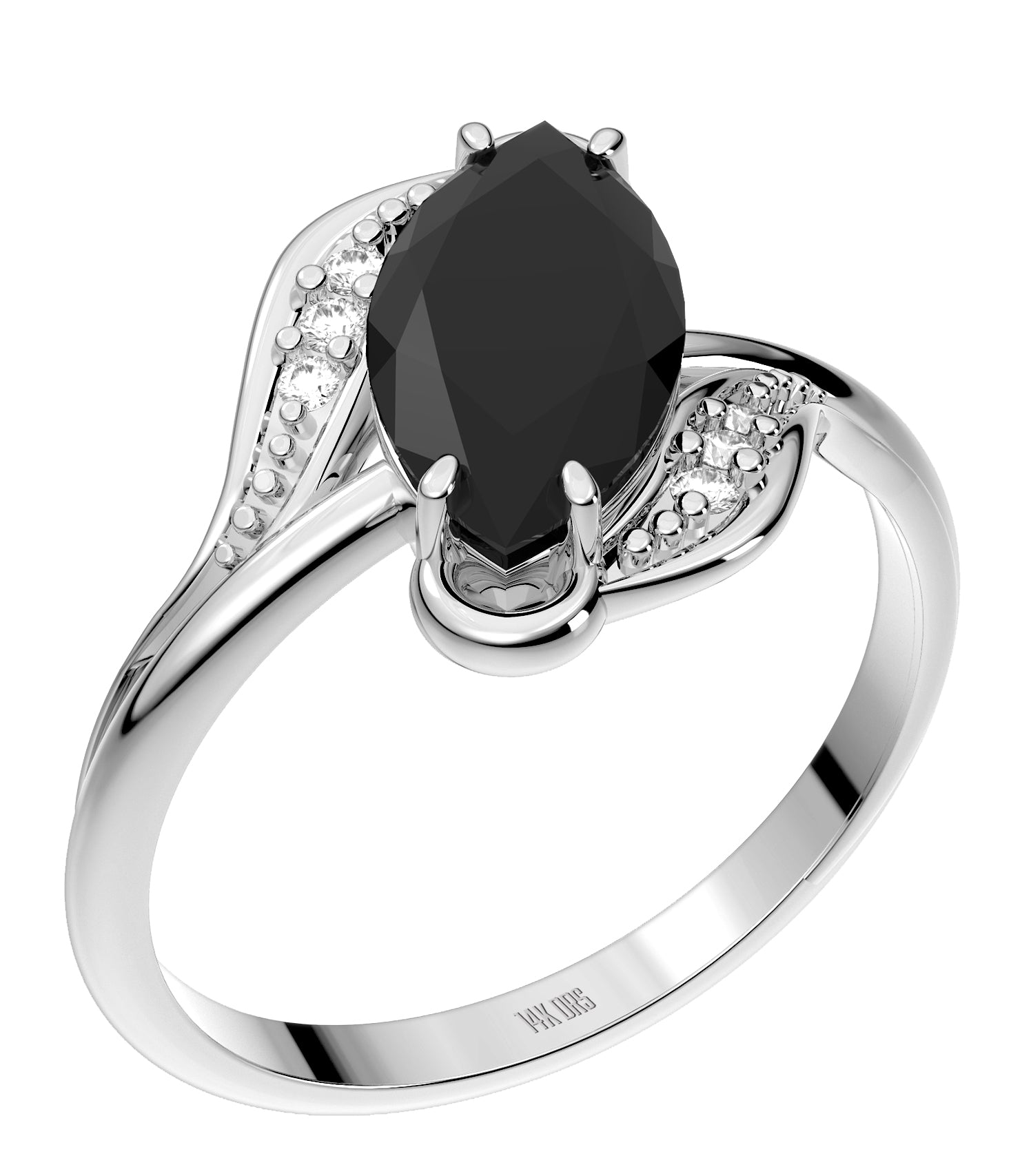 55Carat Genuine Black Onyx Ring - Sterling Silver Marquise Shape, Sizes 4-12, Handmade & Customizable
