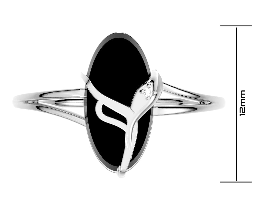 Black Onyx Silver Ring - Oval Shaped Ring For Ladies