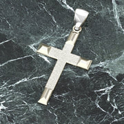 Ladies 925 Sterling Silver High Polished Cross Pendant Necklace, 32mm - US Jewels