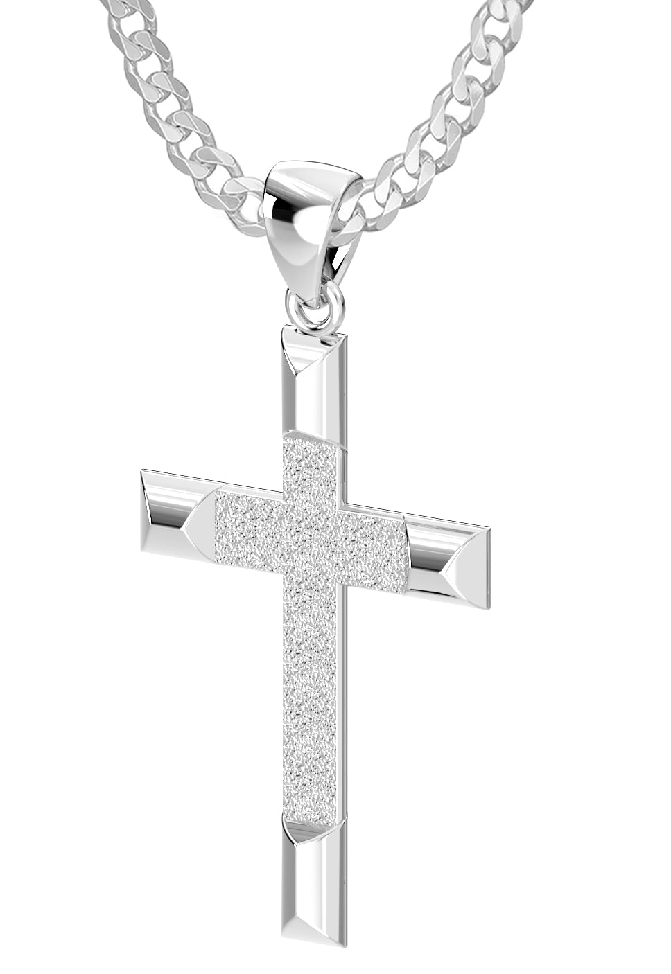 Ladies 925 Sterling Silver Cross Pendant -High Polished Finish