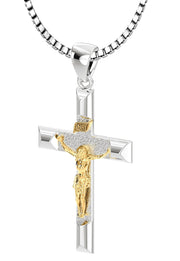 Ladies 925 Sterling Silver High Polished Crucifix Cross Pendant Necklace, 32mm - US Jewels