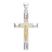 Ladies 925 Sterling Silver High Polished Crucifix Cross Pendant Necklace, 32mm - US Jewels