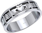 Ladies 925 Sterling Silver Irish Celtic Claddagh Ring Band - US Jewels