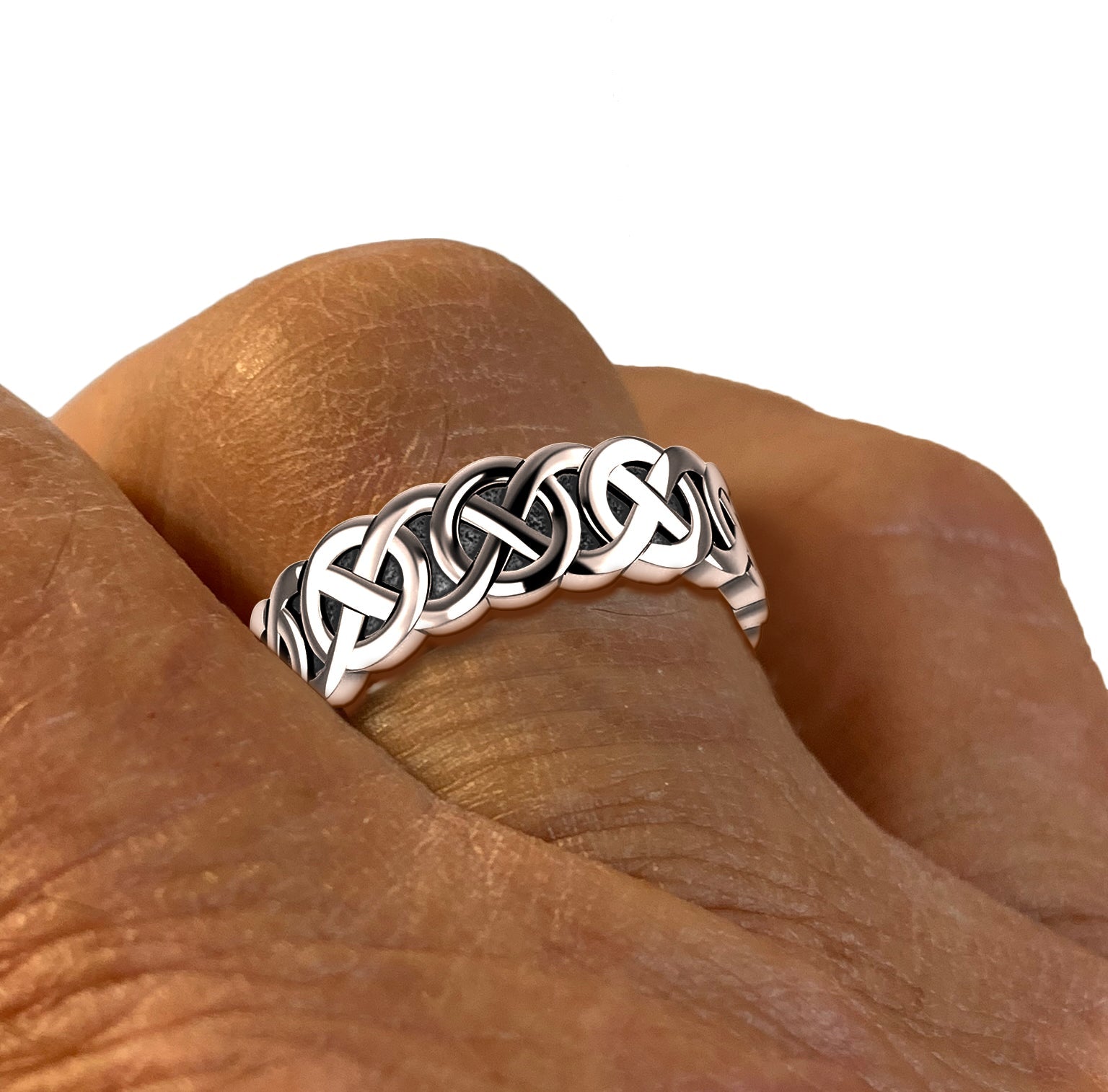 Ladies 925 Sterling Silver Irish Celtic Knot Wedding Ring Band - US Jewels