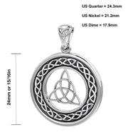 Ladies 925 Sterling Silver Irish Celtic Trinity and Love Knot Pendant Necklace - US Jewels