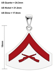 Ladies 925 Sterling Silver Lance Corporal US Marine Corps Pendant - US Jewels
