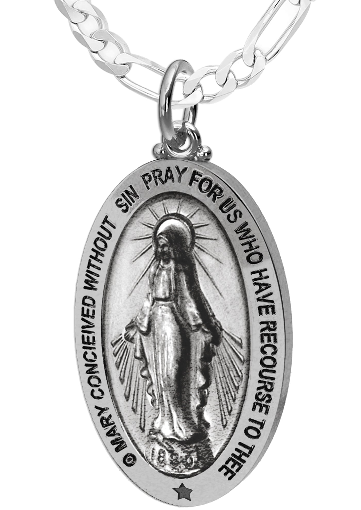 Sterling silver virgin mary on sale necklace