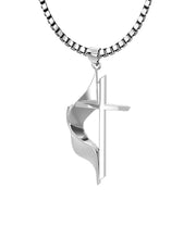 Ladies 925 Sterling Silver Methodist Cross Pendant Necklace, 19mm - US Jewels
