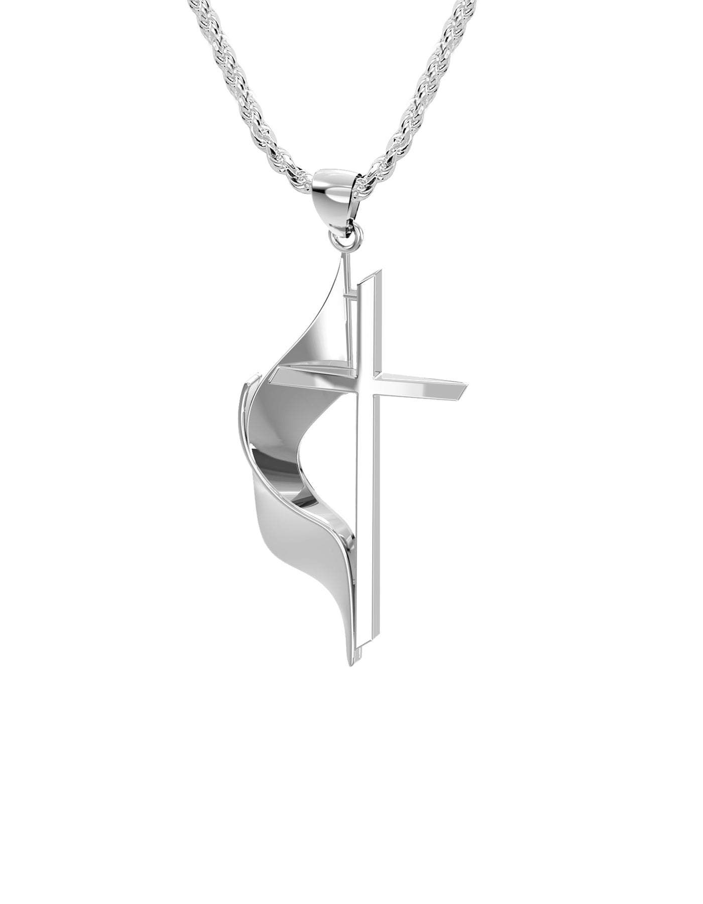 19mm Methodist Cross Necklace Pendant Necklace In Silver