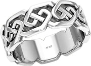 Ladies 925 Sterling Silver Modern Irish Celtic Knot Ring Band - US Jewels