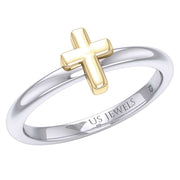 Ladies 925 Sterling Silver or Two Tone Cross Ring - US Jewels