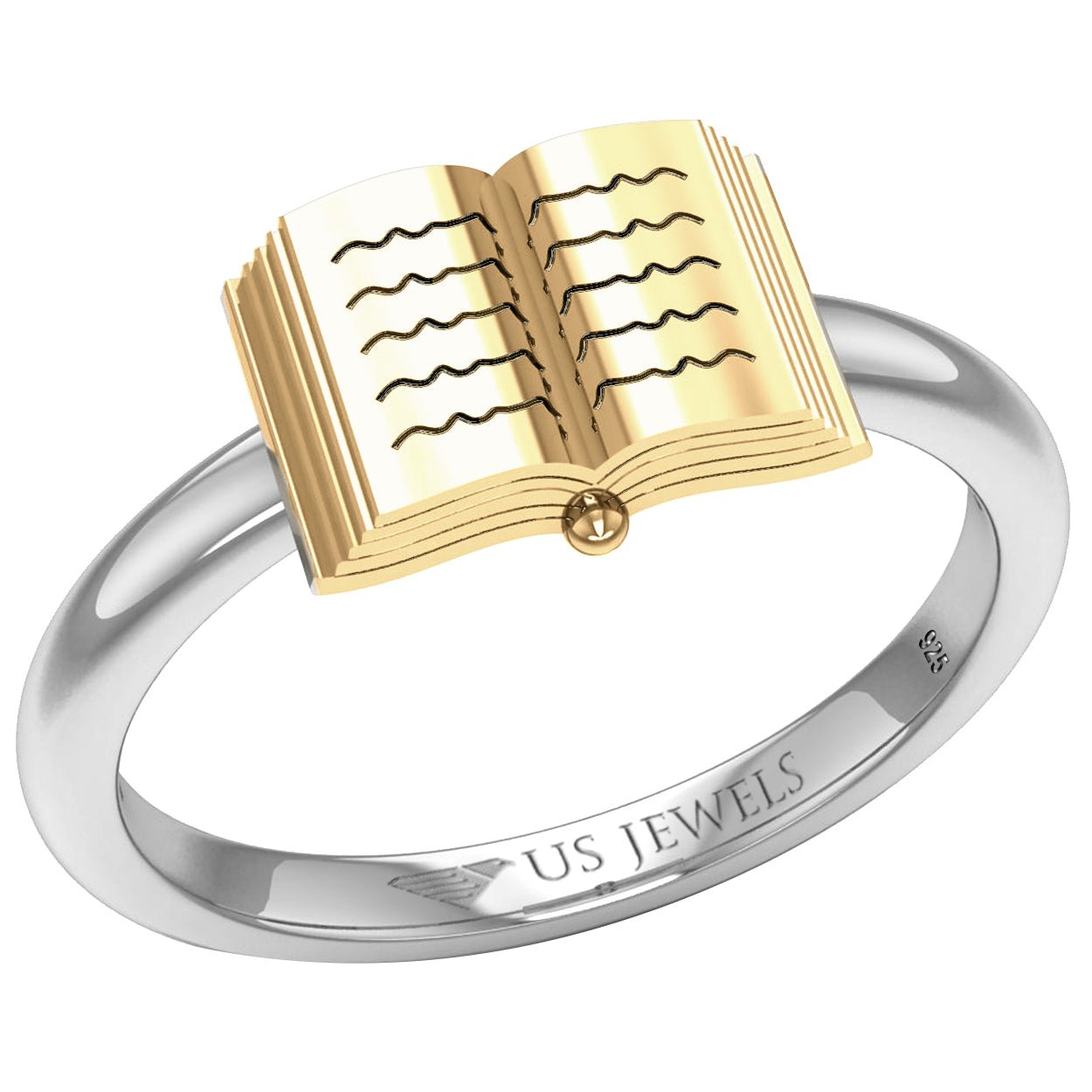 Ladies 925 Sterling Silver or Two Tone Holy Bible Ring - US Jewels