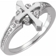 Ladies 925 Sterling Silver Ornate Cross Religious Band Ring - US Jewels