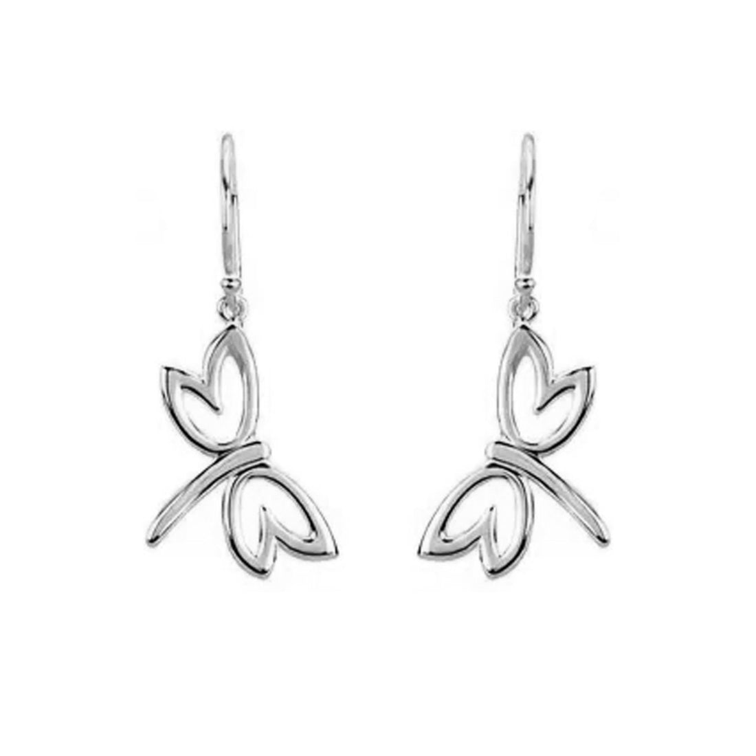 Ladies 925 Sterling Silver Petite Dragonfly Dangle Earrings - US Jewels