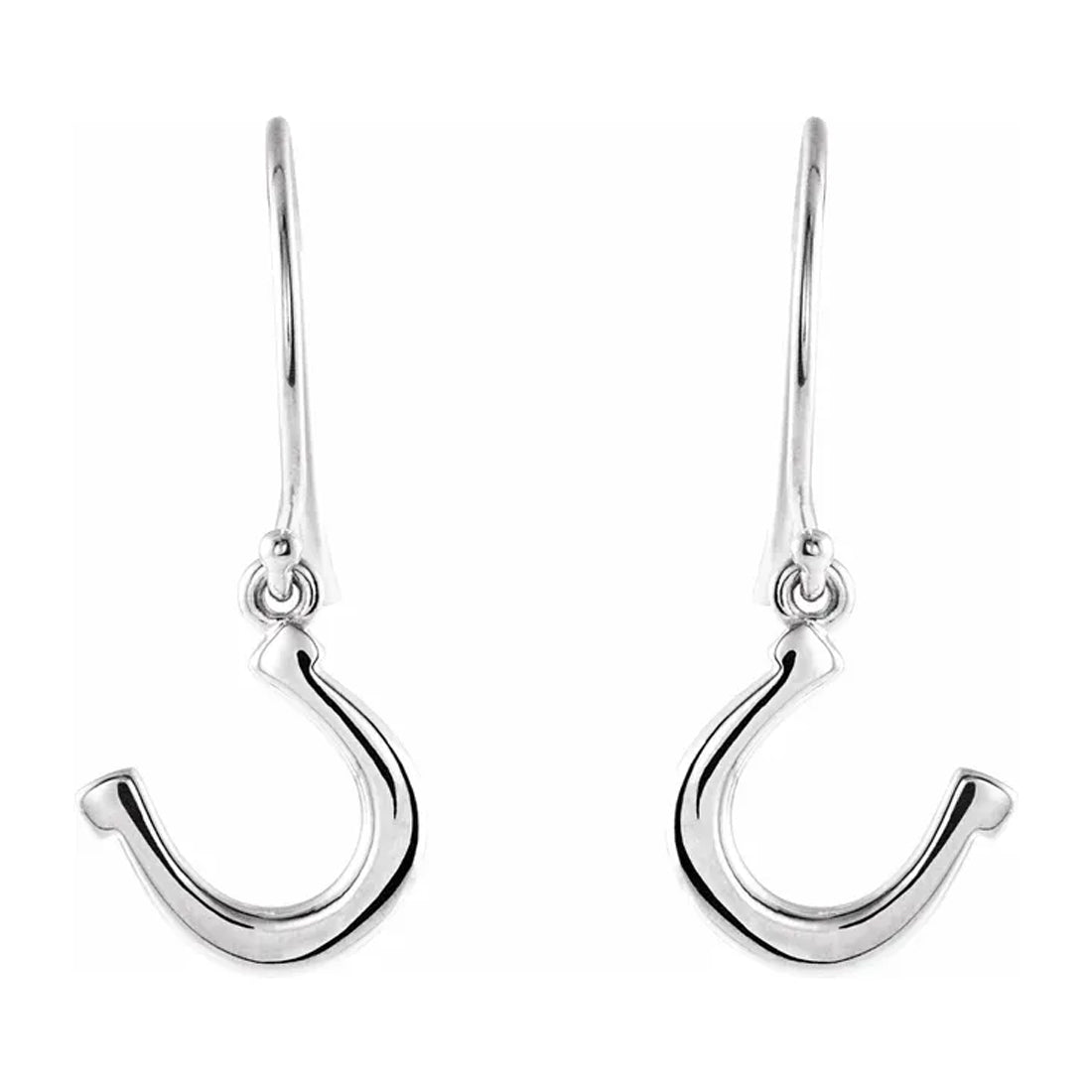 Ladies 925 Sterling Silver Petite Horseshoe Dangle Earrings - US Jewels