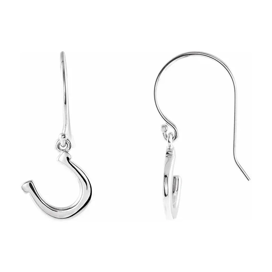 Ladies 925 Sterling Silver Petite Horseshoe Dangle Earrings - US Jewels