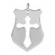 Ladies 925 Sterling Silver Pierced Cross Shield Pendant - US Jewels