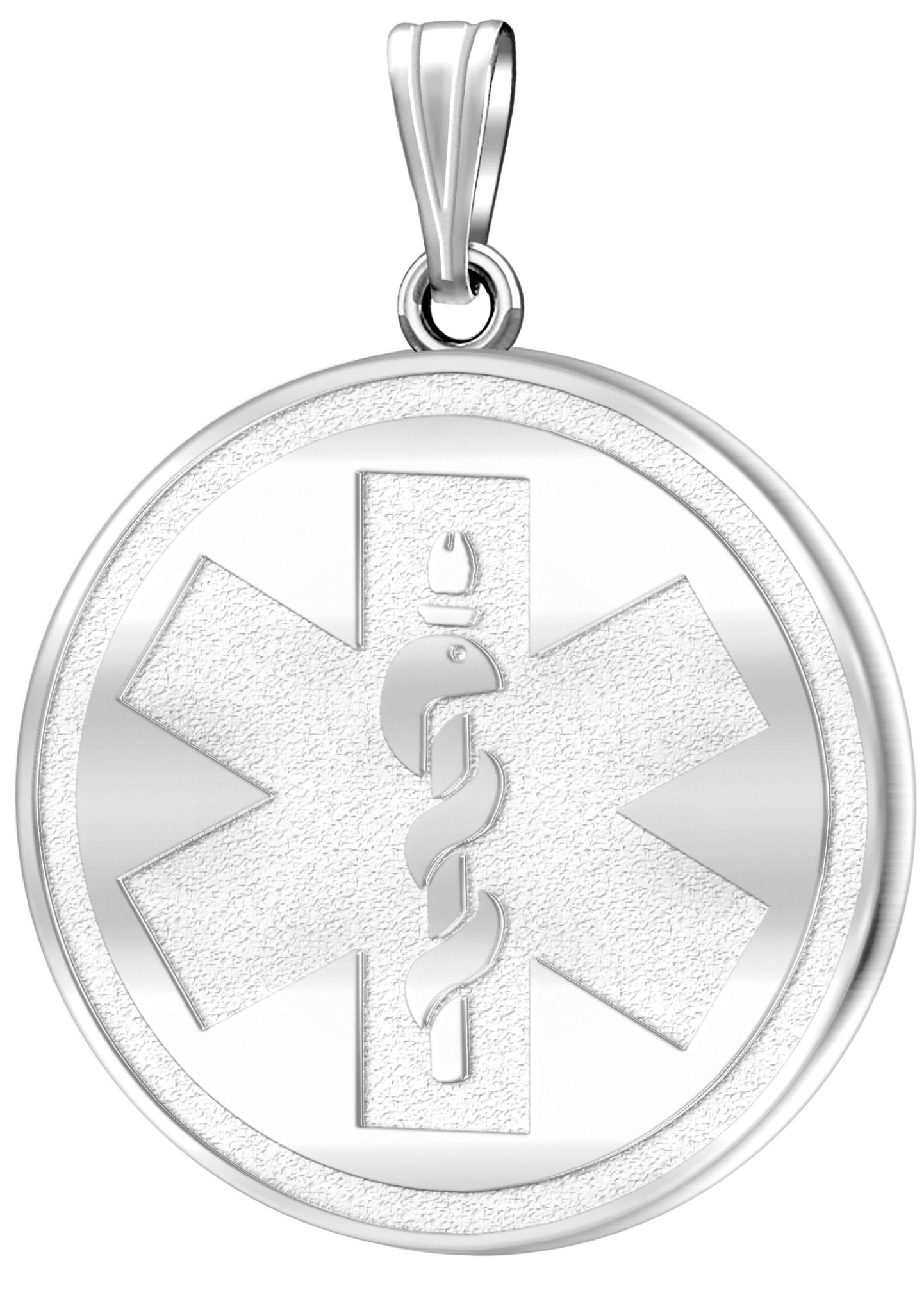 Ladies 925 Sterling Silver Round Medical ID Pendant, 2 Size Options - US Jewels