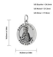 Ladies 925 Sterling Silver Saint 18.5mm Antiqued Brigid Medal Pendant Necklace - US Jewels
