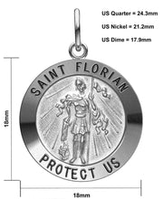 Ladies 925 Sterling Silver Saint Florian Antique Round Pendant Necklace, 18mm - US Jewels