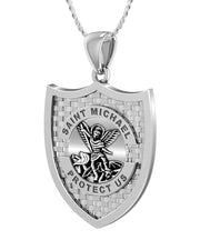 Ladies 925 Sterling Silver Saint Michael Antique Finish Pendant, 28mm - US Jewels