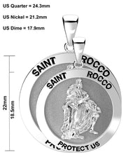 Ladies 925 Sterling Silver Saint Rocco Pendant Necklace, 18mm or 22mm - US Jewels