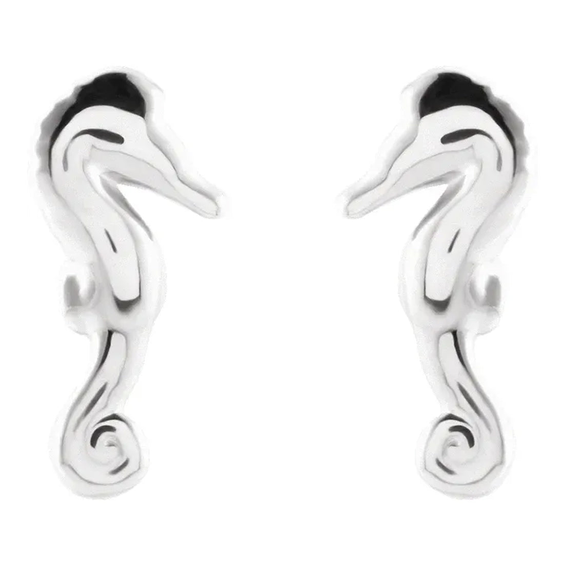 Ladies 925 Sterling Silver Seahorse Stud Earrings - US Jewels