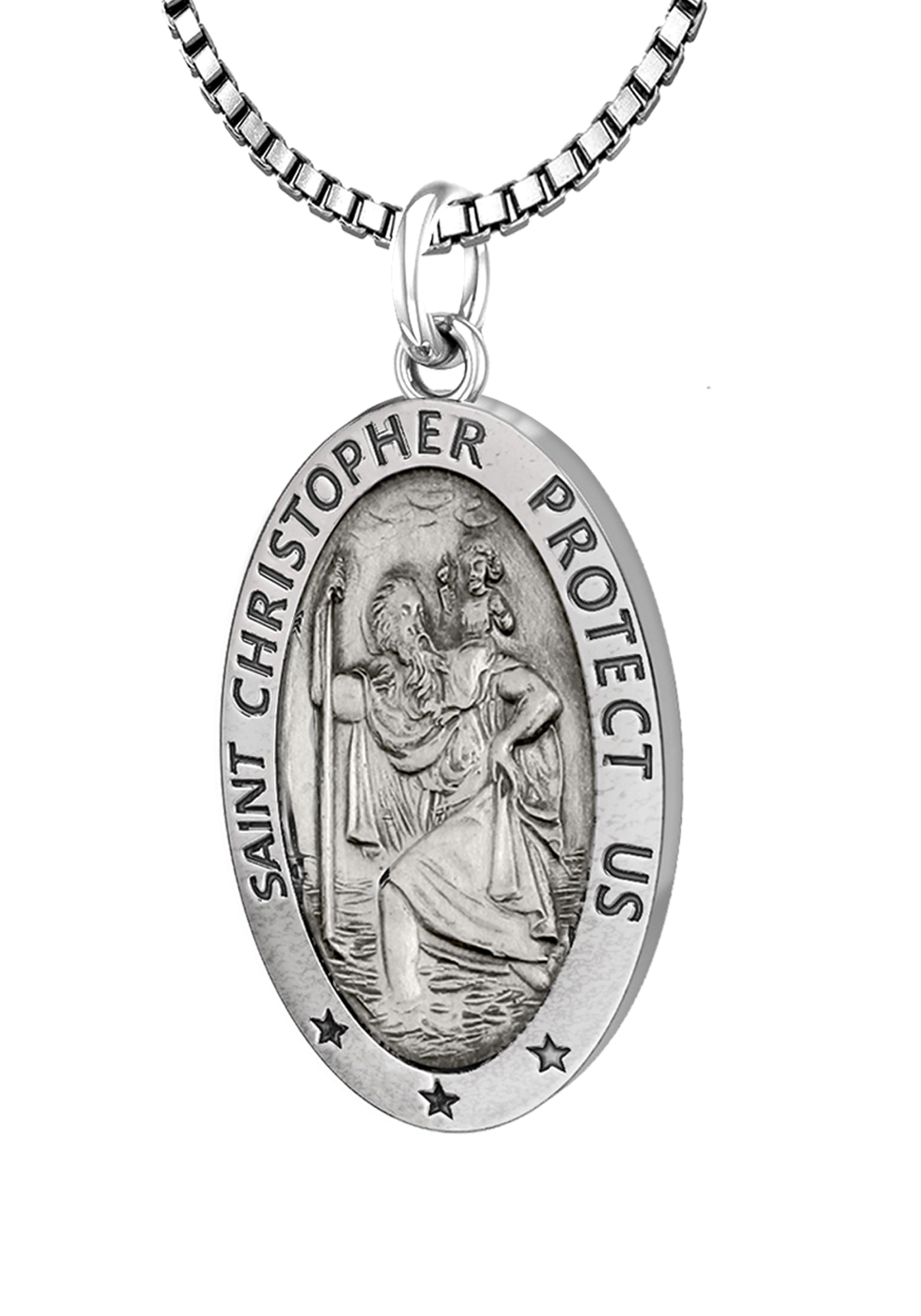 Oval Saint Christopher Medal -Crafted in 925 Sterling Silver