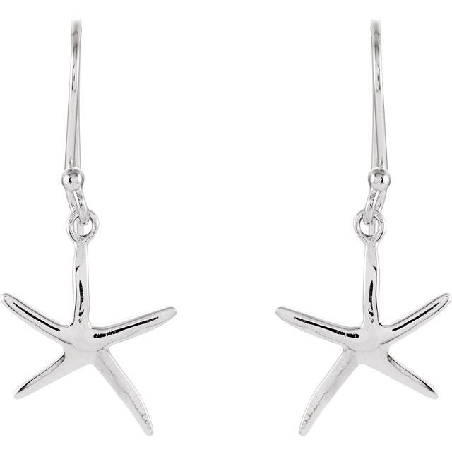 Ladies 925 Sterling Silver Starfish Dangle Earrings - US Jewels