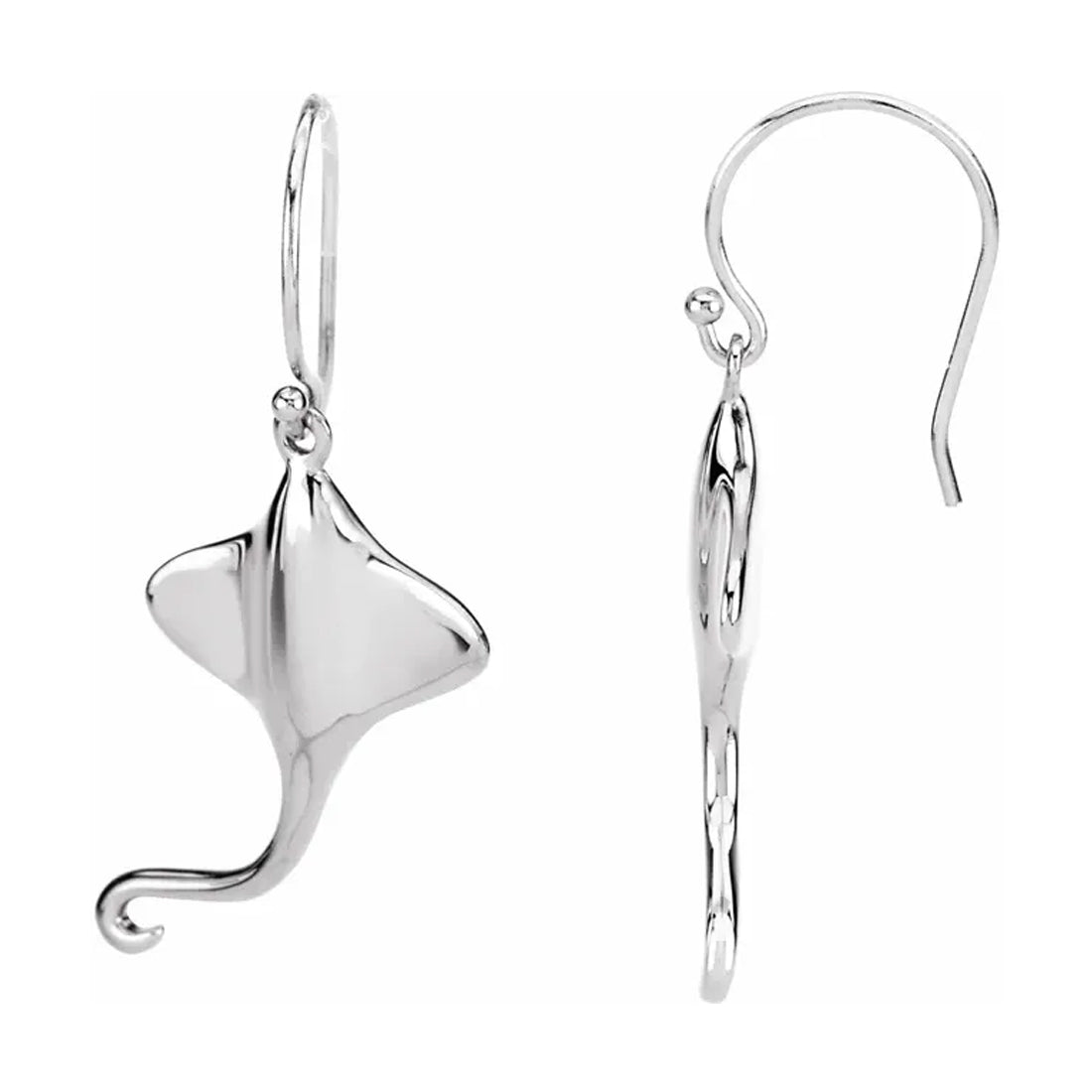 Ladies 925 Sterling Silver Stingray Dangle Earrings - US Jewels
