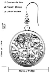 Ladies 925 Sterling Silver Tree of Life Dangle Earrings - US Jewels