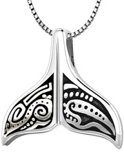Ladies 925 Sterling Silver Tribal Whale Tail Pendant Necklace - US Jewels