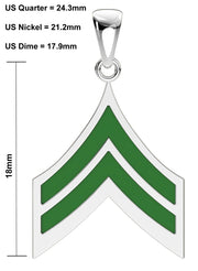 Ladies 925 Sterling Silver US Army Corporal Rank Pendant - US Jewels
